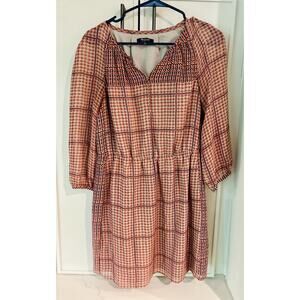MADEWELL Silk Peasant Dress in Retrogrid Print‎ Puff Sleeves Size 4